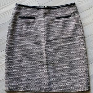 Calvin Klein black and white skirt with leather trim size 6
